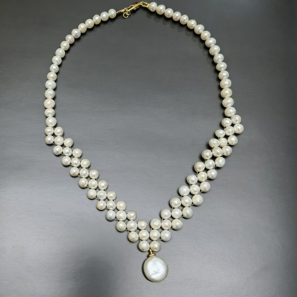 Freshwater pearls braid necklace. - Picture 4 of 7